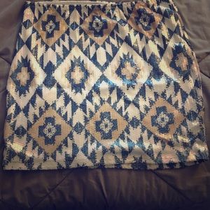 Aztec print sequin skirt
